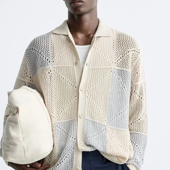 Zara Crochet Cardigan Shirt - Picture 1 of 5